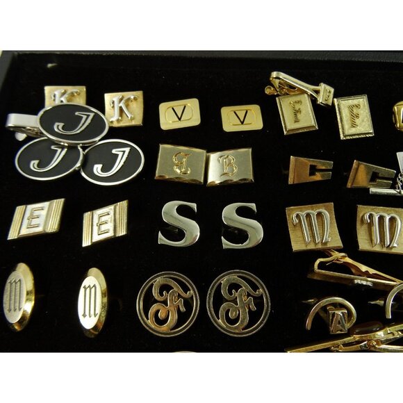 Huge Lot of Cufflinks 30 Pairs Vintage and Designer Cuff Links w Tray - Picture 5 of 9